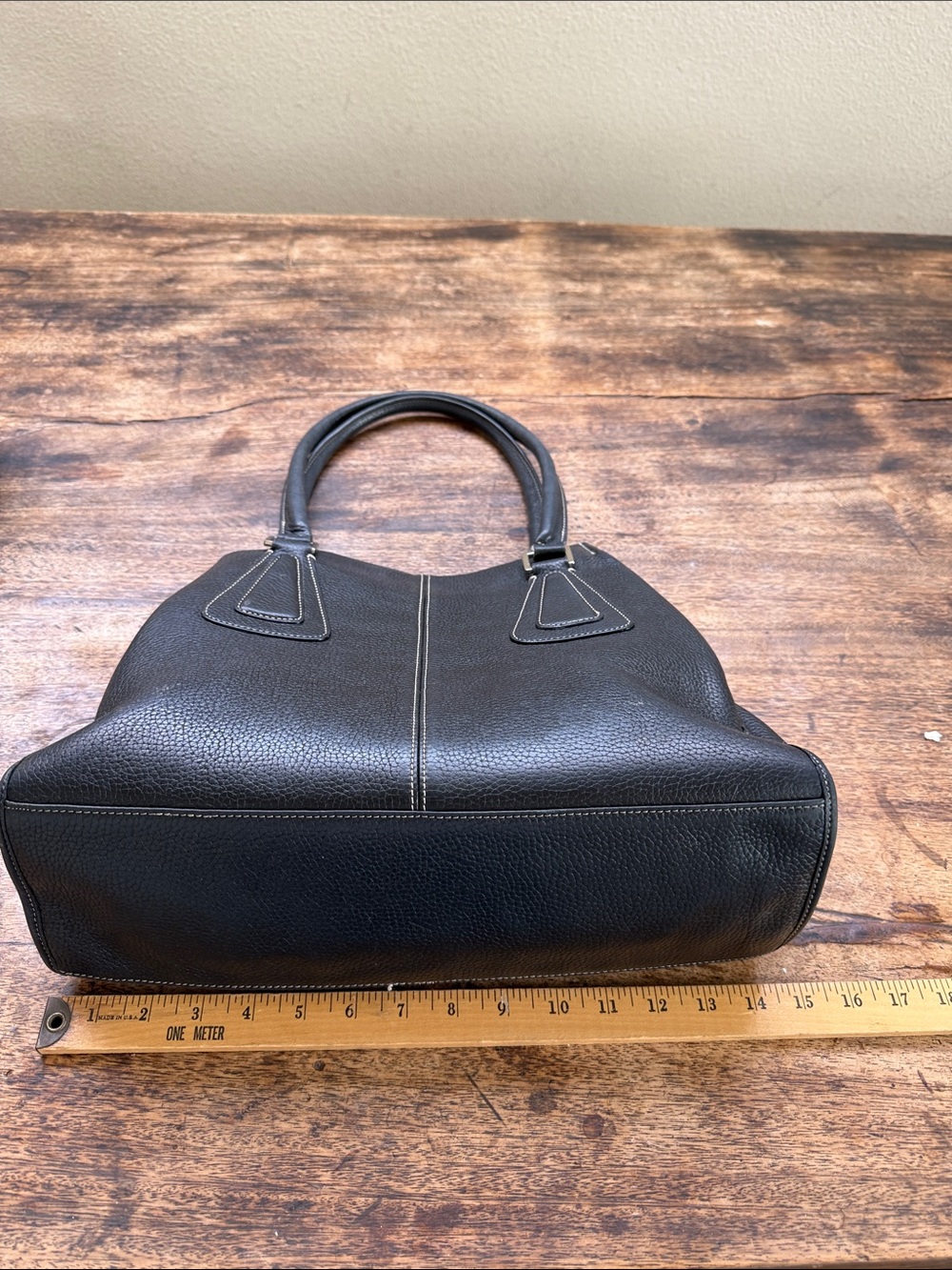 Tignanello Black Pebbled Leather Large Shoulder Tote Bag Multi Pocket - Picture 13 of 16